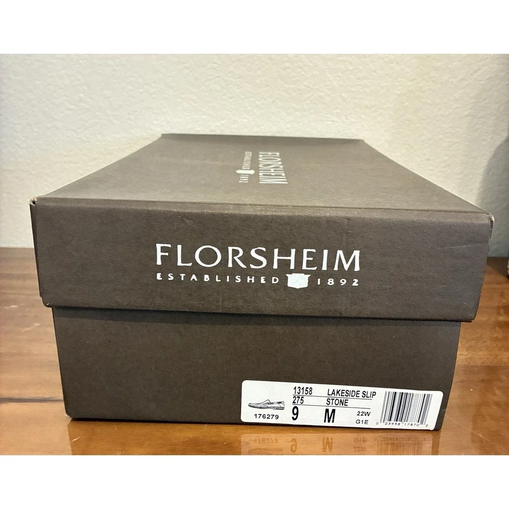 Florsheim Lakeside Slip Mens Size 9 Stone Leather Loafers Boat Shoes NIB